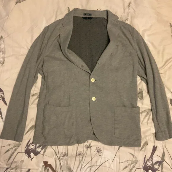 Massimo Dutti Grey Knit Blazer Jacket 48R Soft Tailored Casual - Picture 2 of 11